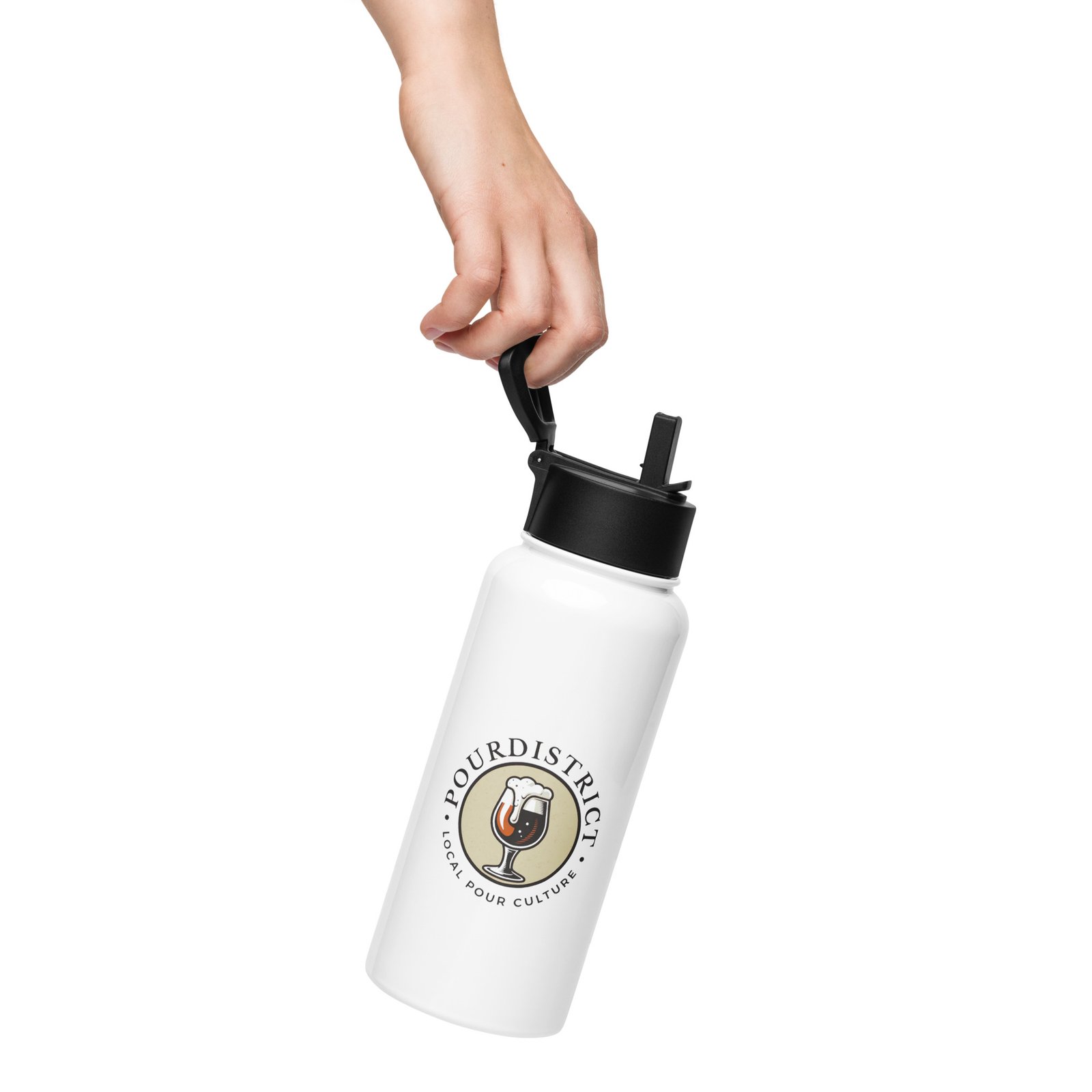 PourDistrict Stainless steel water bottle with a straw lid - Image 6